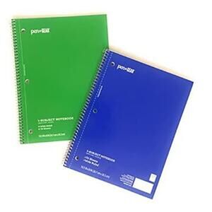 Pen‎ + Gear Lot of 6 Notebooks 3 Blue/3 Green Wide Rule 70 Sheets